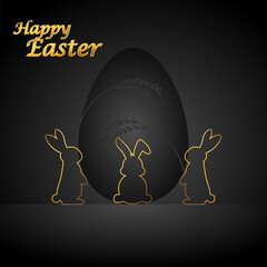 Elegant Golden Easter Greeting with Decorative Eggs, perfect for greeting cards, postcards, invitations, posters, covers, flyers, banners, or social media.