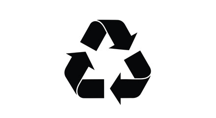 Black recycling symbol against a white background a striking silhouette © SAKINA