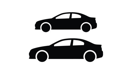 Obraz premium Two black car silhouettes stacked vertically against a white background silhouette