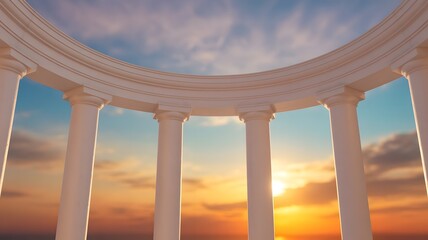 Fototapeta premium Sunset view from a white colonnade