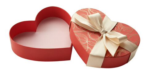 Elegant Heart-shaped box with an open red gift box, perfect for Valentine's Day and expressing love. A beautiful present for any special occasion.