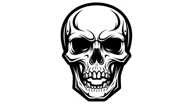 Black and White Skull Illustration.