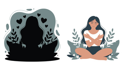 A woman practicing mindfulness and self love in a peaceful setting