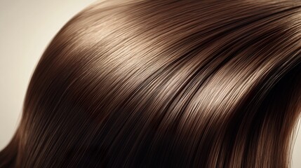 Fototapeta premium A sleek, ultra-smooth straight hair close-up, deep shine, flawless strands, soft studio lighting, high-definition beauty shot