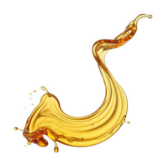 Captivating Golden liquid Oil splash featuring a Viscous fluid in Dynamic motion, forming an Abstract splash against a pure white background.