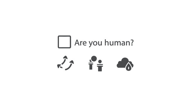 Are You Human CAPTCHA Checkbox with Environment and Industry Icons for Bot Verification and Web Security Authentication