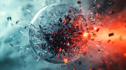 Cracked crystal sphere dramatic energy abstract visual picture