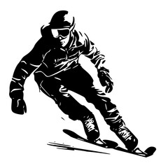 Fototapeta premium vector illustration of a snowboarder , vector illustration of a ski , silhouette of a ski 