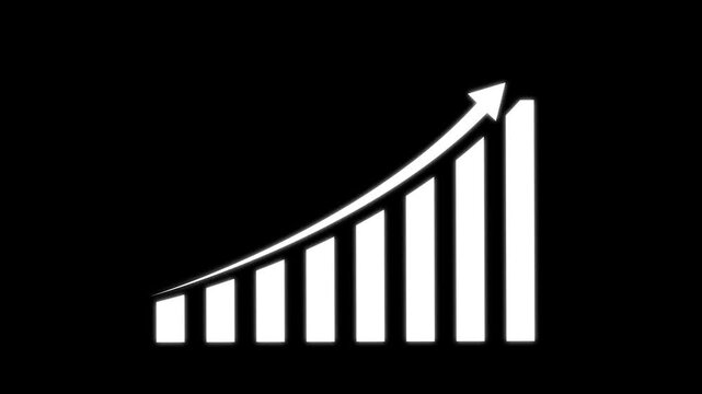 Animated Growing Bar Graph Infographic - Business Growth Chart Loop,Growing business ideas. Growing business graph icon. on a black background. 
