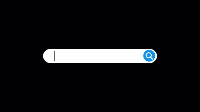 search bar Animation with alpha channel, browsing search bar button animation on transparent background, Search bar animated with magnify glass icon,Web search bar icon animation.