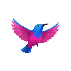 Obraz premium Vibrant Blue and Pink Hummingbird Illustration in Flight
