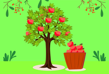 Apple Tree Concept Illustration Vector Style