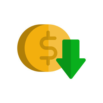 deflation money flat icon illustration