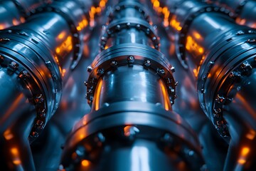 Futuristic industrial pipes network metal technology energy background image