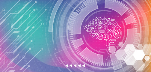 Technology-style graphic illustration of the human brain, with lines. Abstract Hud Ui. Abstract hi tech.