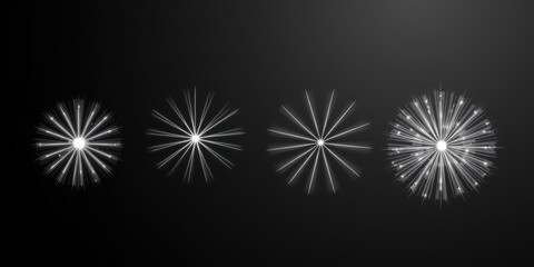 Fototapeta premium Star Burst Effect Set with Shining Lights on black background