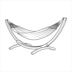 Fototapeta premium Hammock on stand illustration line art vector style coloring book 