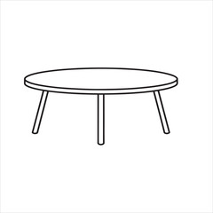 Round coffie table line art vector style coloring book 