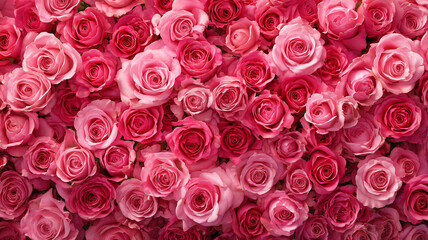 上品で華やかなバラのフラワーウォール背景｜ピンク