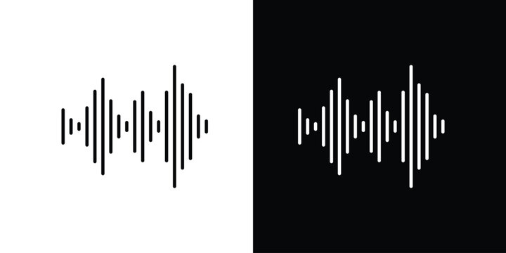 Abstract audio waveform graphic design icon on white and black background