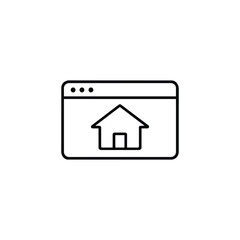 Fototapeta premium Property management website icon black and white vector home page real estate service outline illustration
