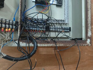 electrical circuit work on the electric motor installation panel