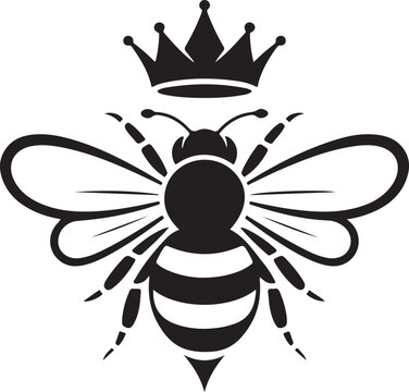 bee queen with crown vector illustration