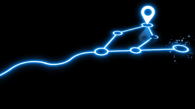 Blue Neon Circuit Line Tracking Across Screens.