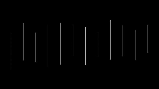 黒背景に映える白いオーディオ波形とサウンドイコライザーの抽象素材