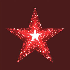 Obraz premium A star light red glitter shine magic shiny celebration glow and starburst flare creating futuristic neon red glowing vector illustration.