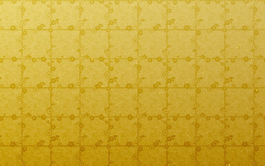 シームレスなゴールド和柄パターン。格子に紅白梅。