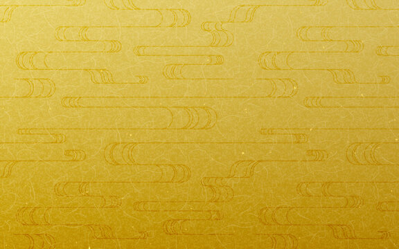 シームレスなゴールド和柄パターン。流水模様。