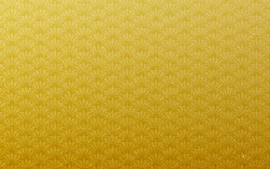 シームレスなゴールド和柄パターン。菊青海波模様。