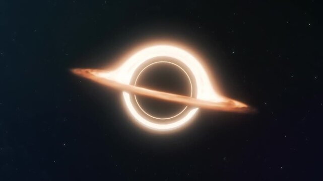 Dramatic growing view black hole in outer space gas, accretion disk and warped light. star filled cosmic background. deep Universe Nebula Galaxy. Exploring beauty milky way phenomena. science. fiction