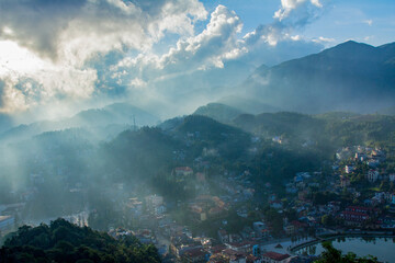 Beautiful view of Doi Mae Salong mountain with hill tribe village at Chiangrai, Thailand