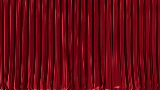 Smooth curtain open and close transition with alpha channel. Curtains gently move, fully cover the screen, and reveal the scene. Ideal for cinematic, theater, show, and presentation videos.