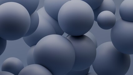 Abstract colorful grey balls. Chaotic scatter spheres. Festive party wallpaper. 3d render creative background. © MaxFrost