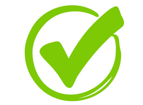 Elegnt drawn green checkmark symbol