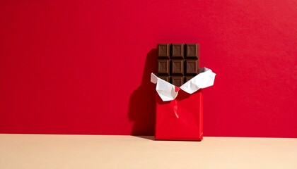 マットなレトロレッドの壁とトープベージュの台座に、ヴィンテージ調の包み紙チョコレートを片隅に配置。
カラフルな包装と80年代を思わせる温かみのある配色が印象的な静物写真です。
被写体を小さく抑え、広告やデザインに使いやすい広い余白を確保。
食品広告、ギフト訴求、海外向けレトロデザイン案件に最適です。