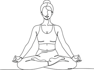 Woman in Yoga Pose, One Line Drawing, Minimalist Fitness Concept