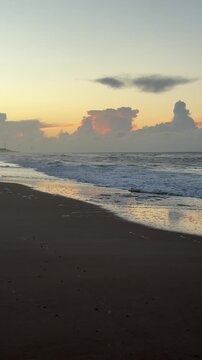 Beautiful scenic sunrise over "Praia do Camilo" at Algarve, Portugal