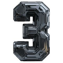 number  3 of digital hardware concept 