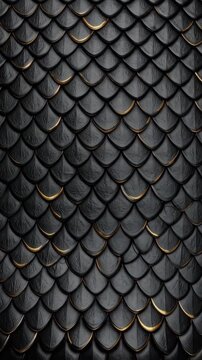 Textured black scales with subtle gold edges creating a mesmerizing pattern