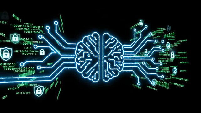 Futuristic Neon Brain Circuits Lighting Up.