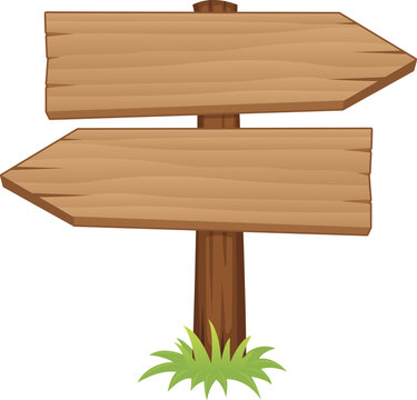 Wooden Direction Sign Cartoon Arrow Boards Rustic Wood Signpost