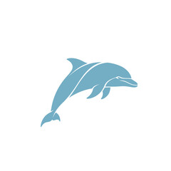 Obraz premium Minimalist Blue Dolphin Jumping Icon for Marine Conservation or Sea Life Brand on White Background. Vector Logo Design