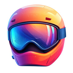 Futuristic orange motorcycle helmet with mirrored visor 3D render isolated PNG with Transparent Background
