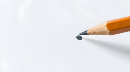 Sharp pencil tip touching graphite dot representing precision focus and accuracy