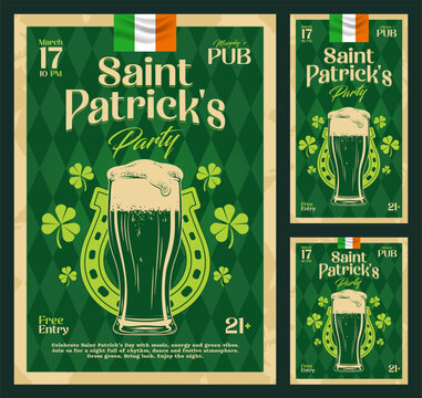 St Patrick Day Event Poster and Social Media Design