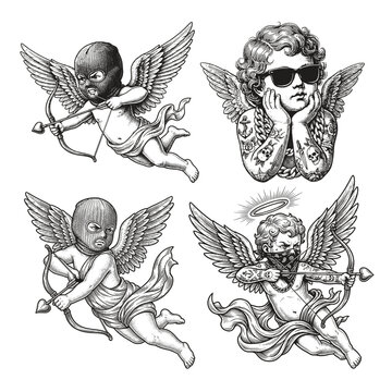 Vintage Cupids Vector Illustrations